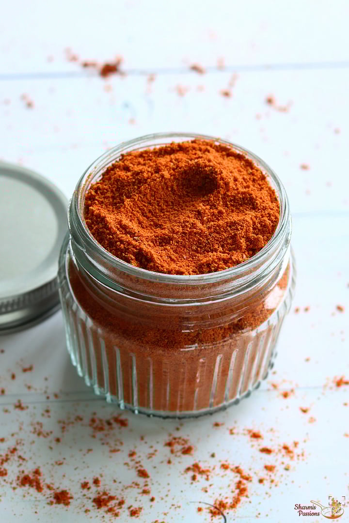 peri peri masala in a glass jar