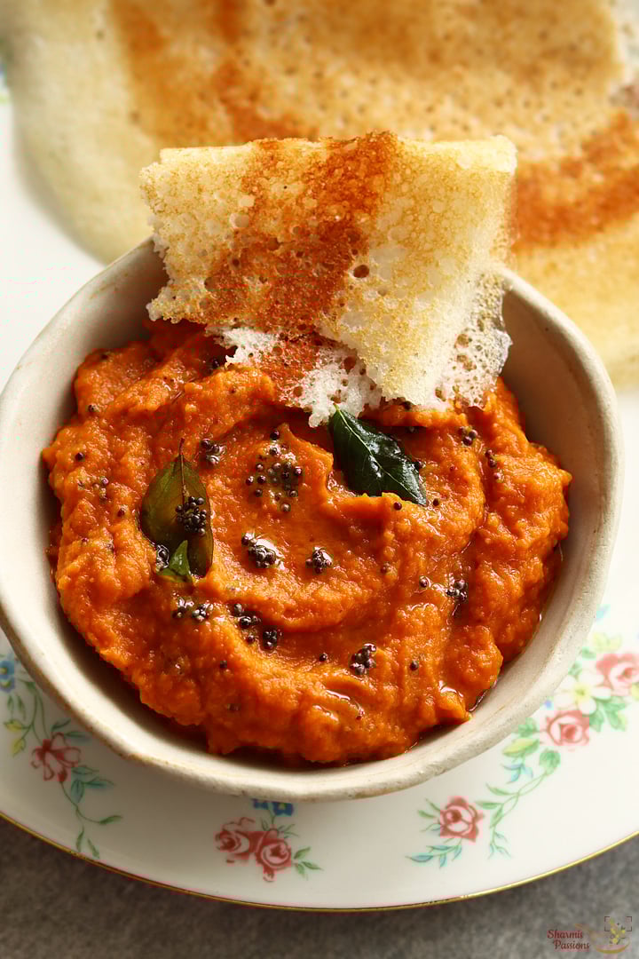 carrot chutney served with crispy dosa