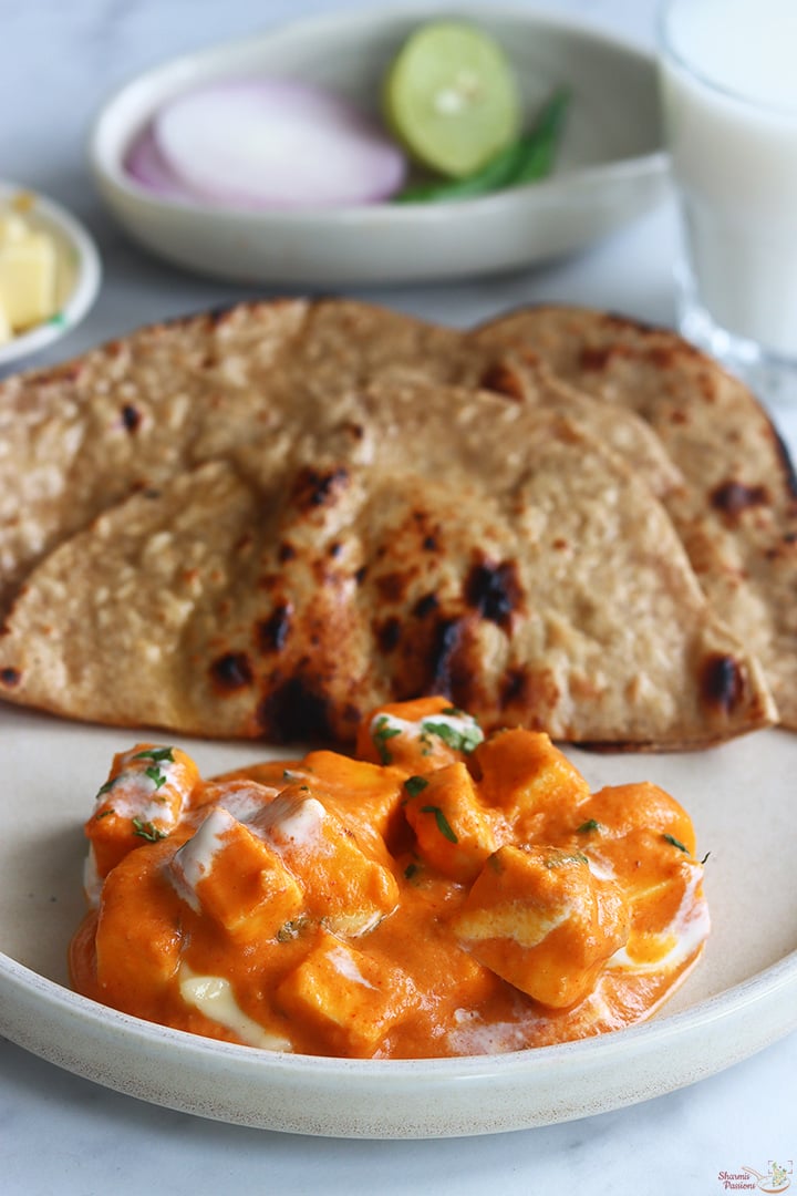 paneer butter masala served with roti