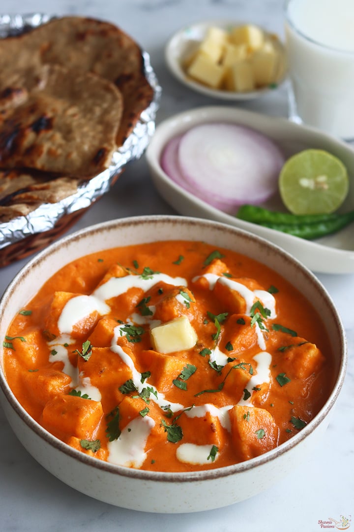 paneer butter masala served with roti