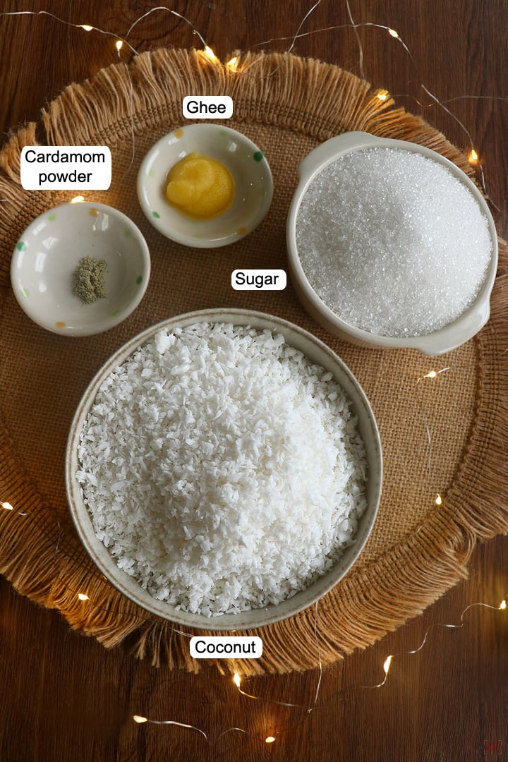 ingredients needed to make coconut burfi