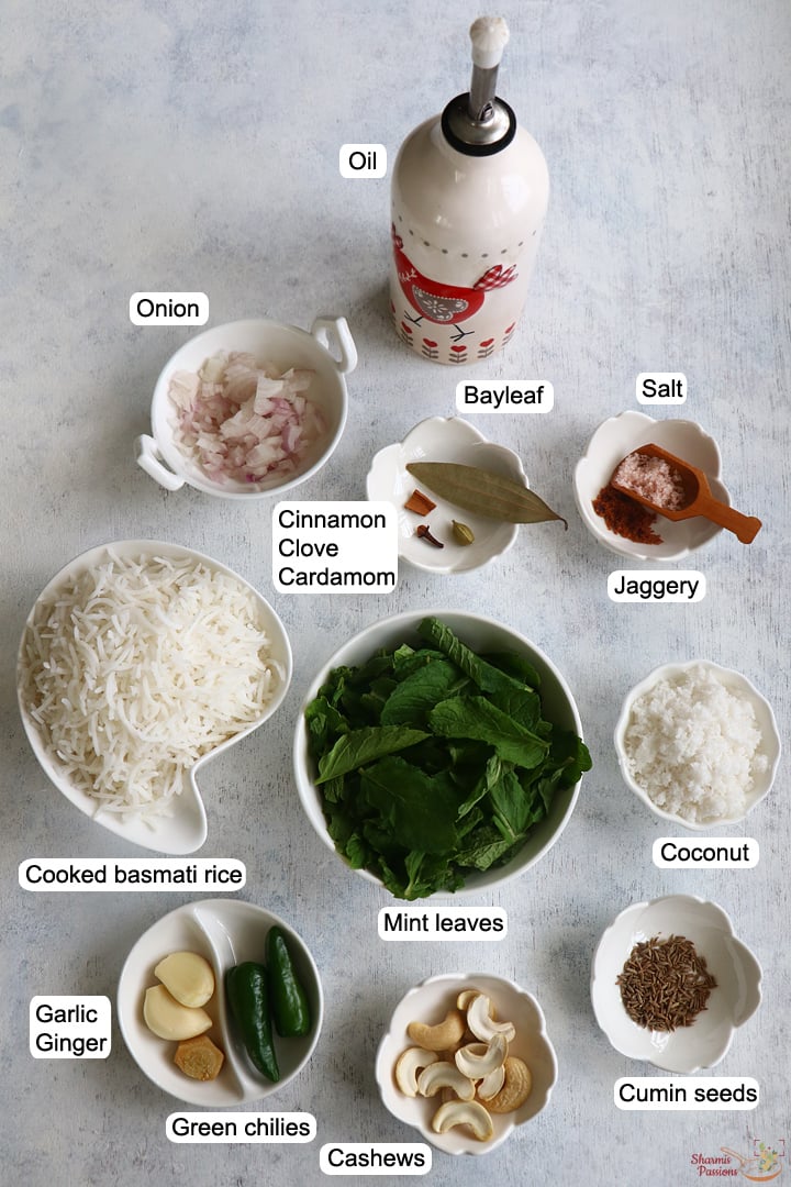 ingredients needed to make mint rice