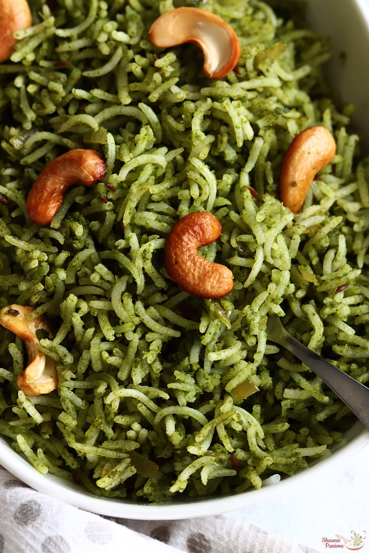 mint rice served with curd, carrot salad
