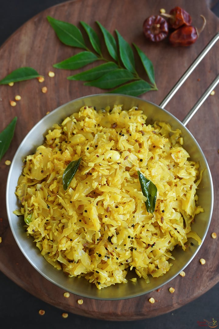 cabbage thoran served