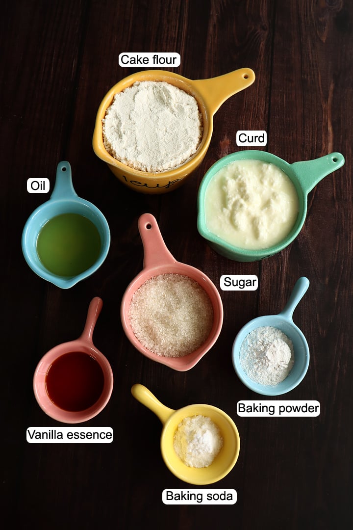 ingredients needed to make eggless vanilla muffins