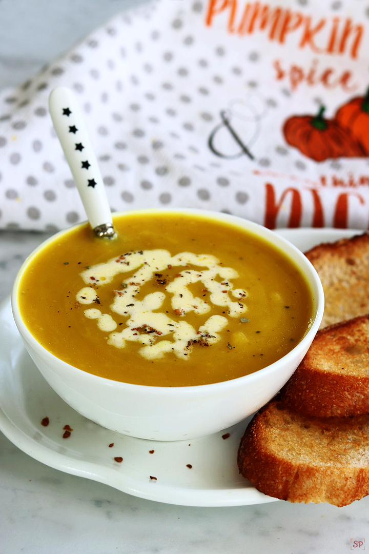pumpkin soup served