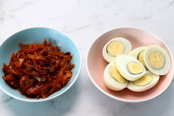 filling and boiled eggs ready