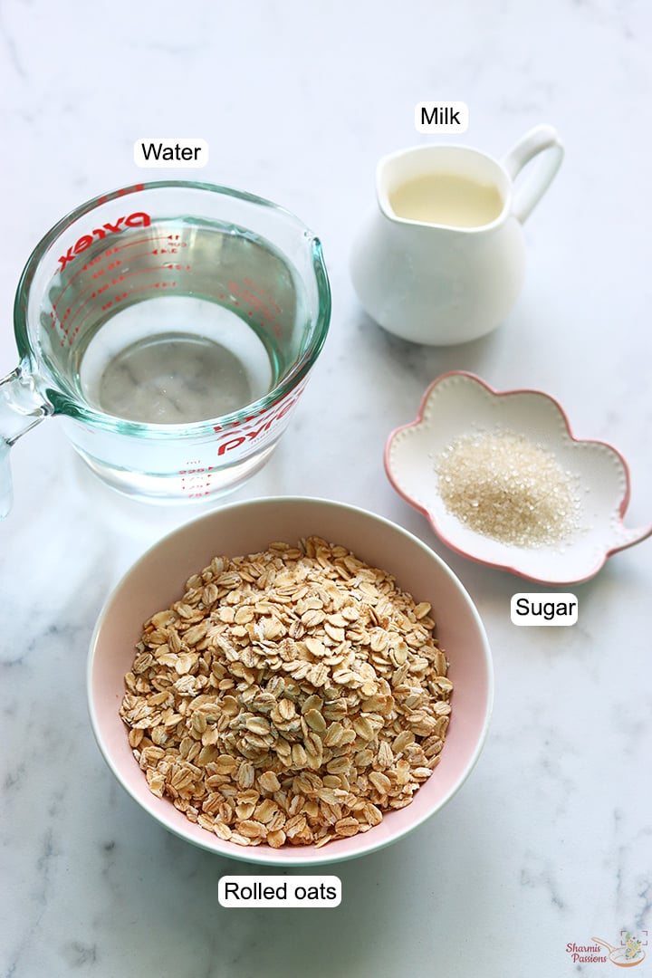 ingredients needed to make oatmeal porridge