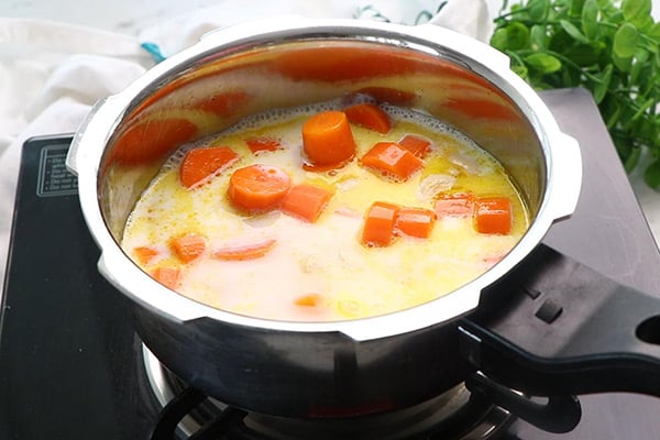 add cashews, milk, water