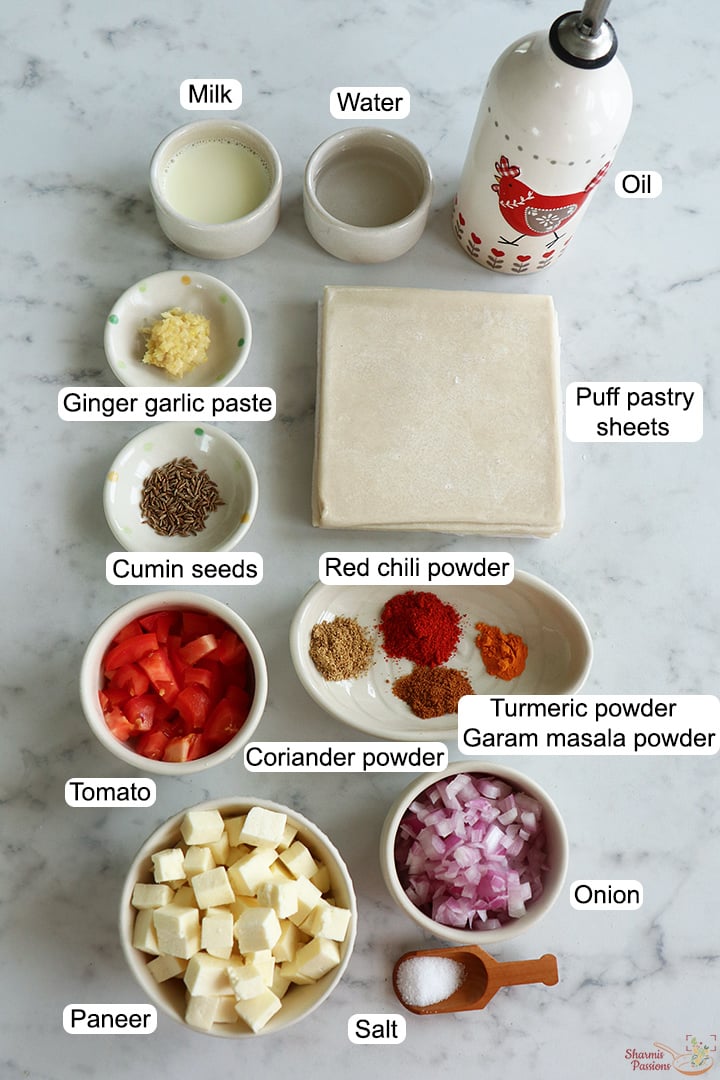 ingredients needed to make paneer puffs