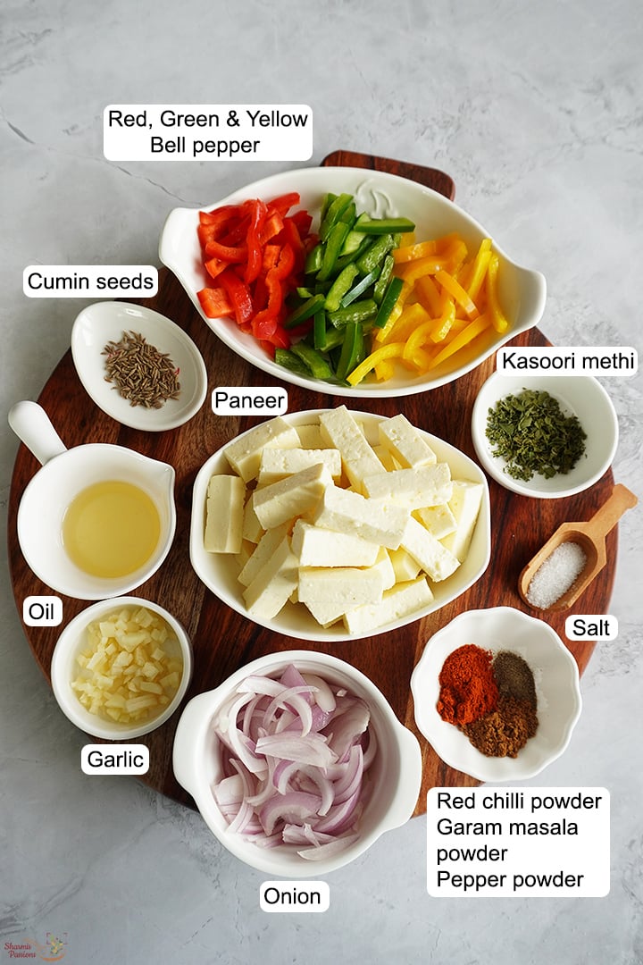 ingredients needed to make paneer stir fry
