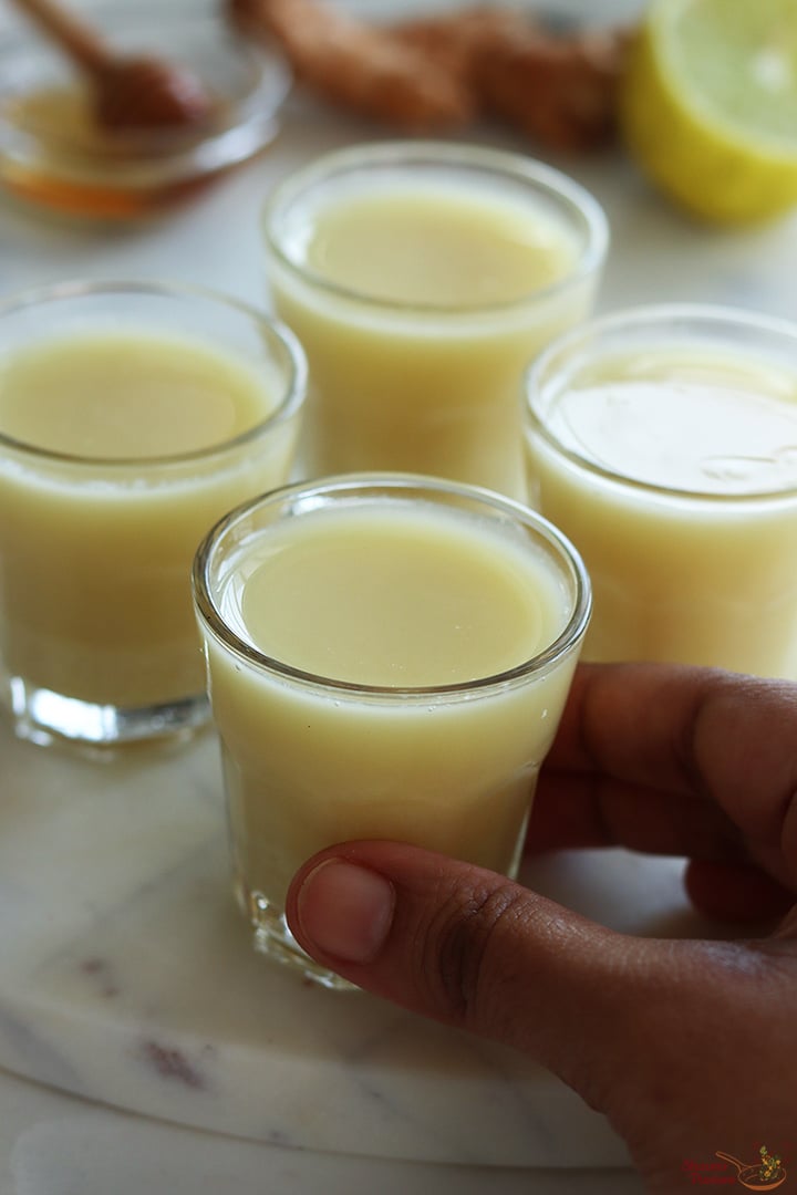 ginger shots served in shot glasses