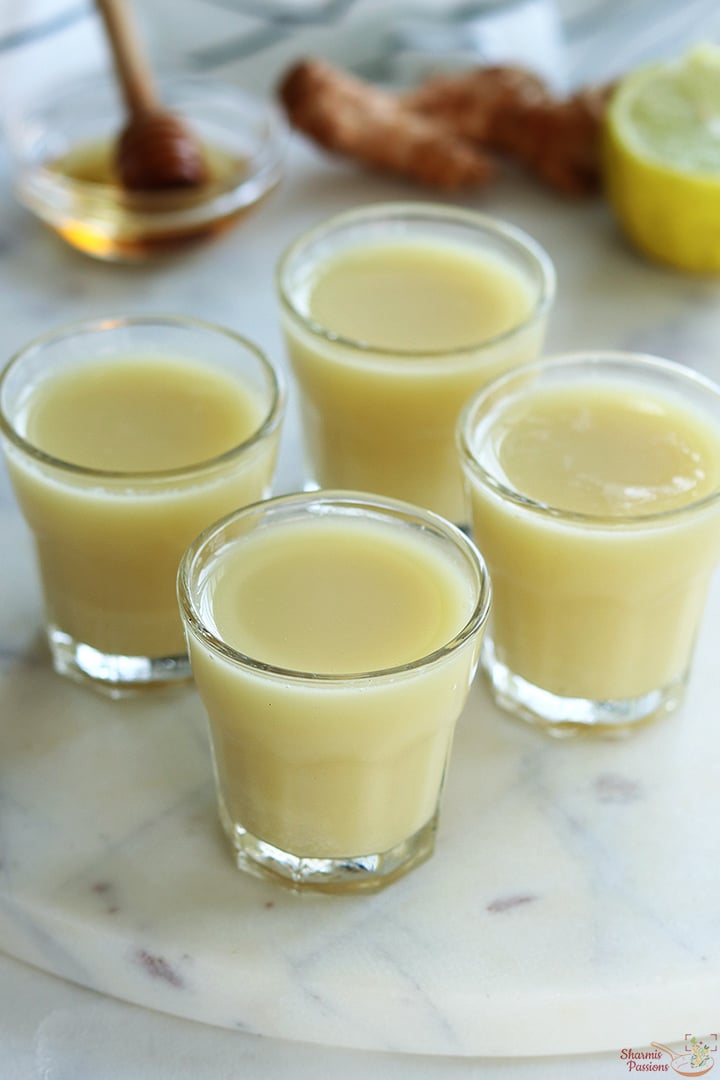 ginger shots served in shot glasses
