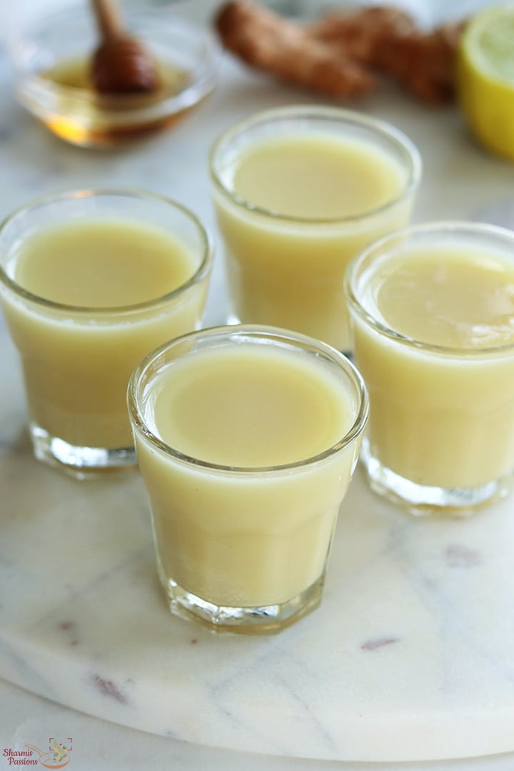 ginger shots served in shot glasses