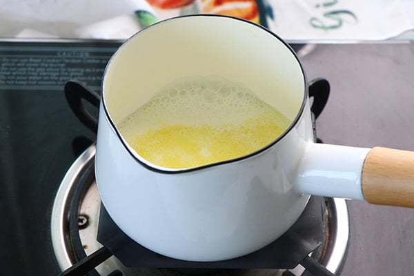heat milk, butter