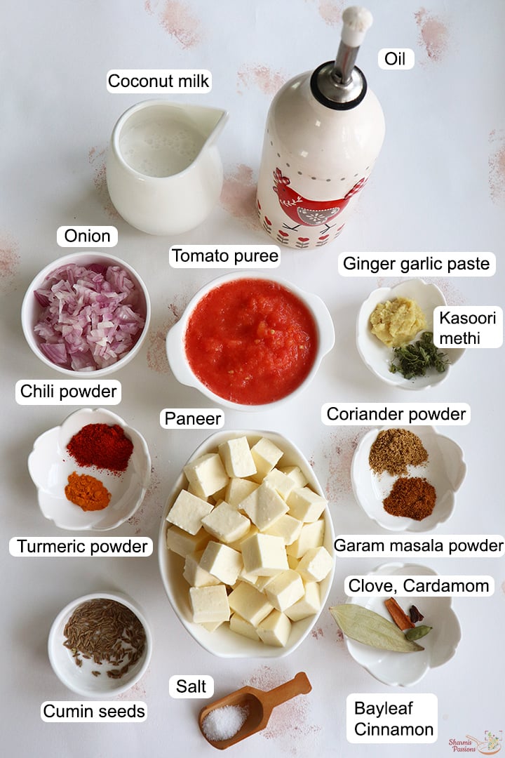 ingredients needed to make paneer curry