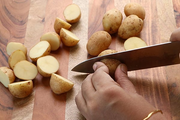 cut baby potatoes