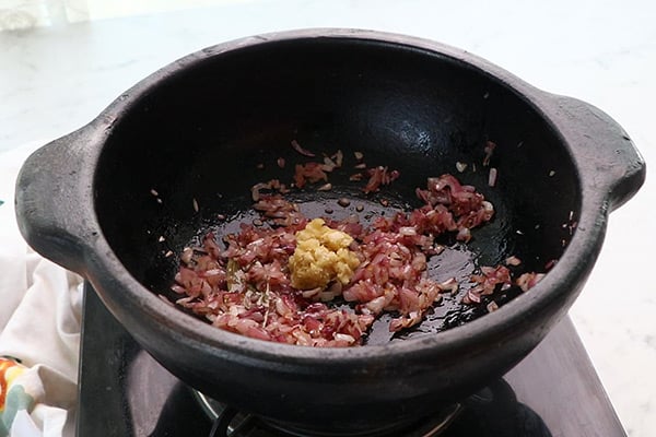 saute onion, add ginger garlic paste
