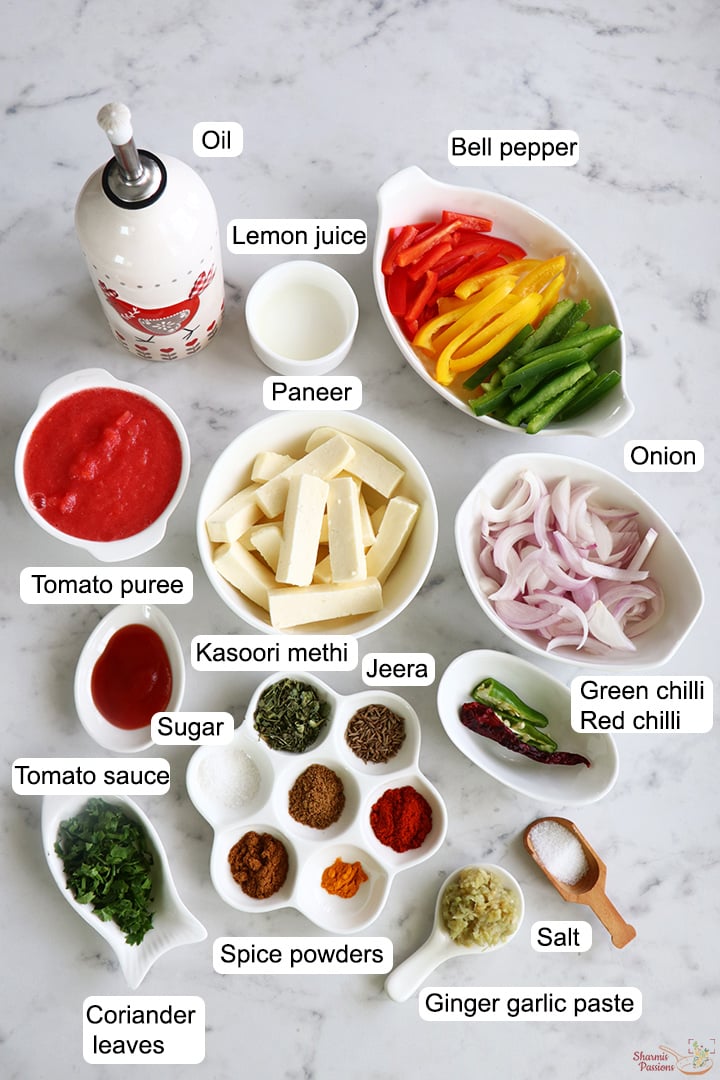 ingredients needed to make paneer jalfrezi