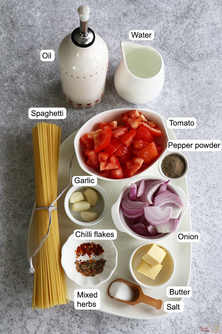ingredients needed to make tomato spagetti