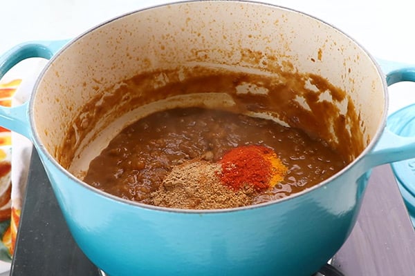 add salt, spice powders