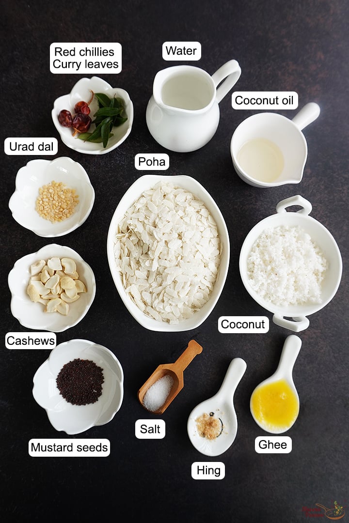 ingredients needed to make coconut poha