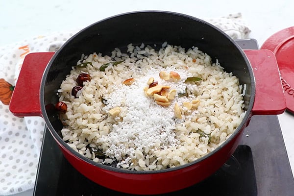 add coconut, fried cashews