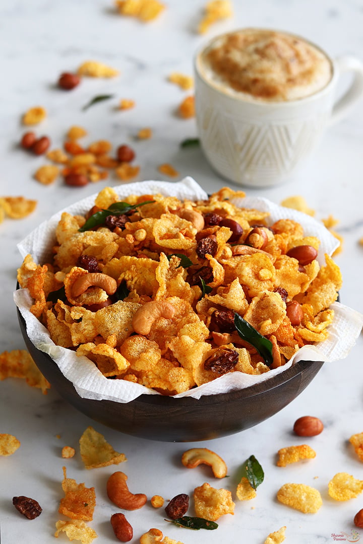 cornflakes mixture served with coffee