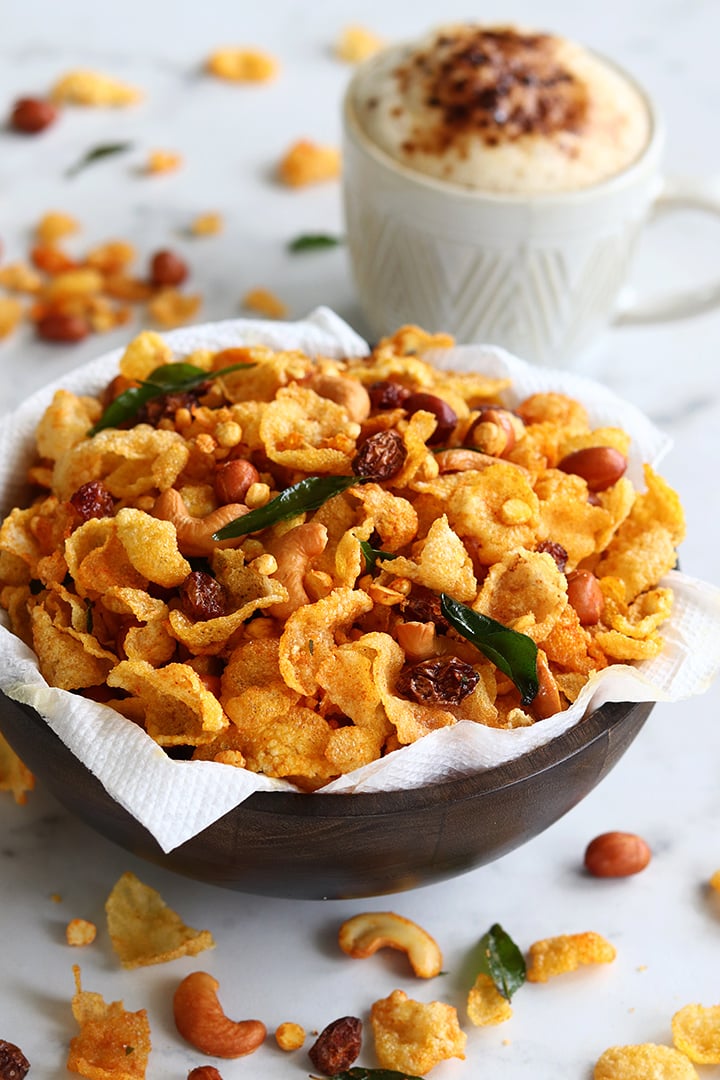 cornflakes mixture served with coffee