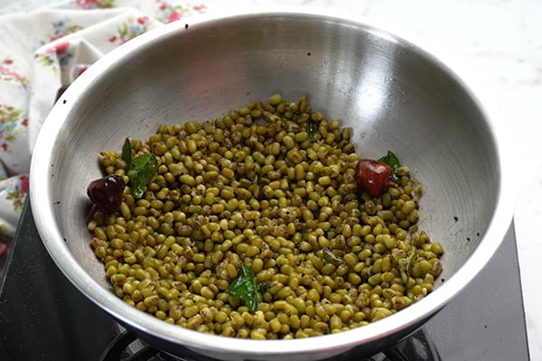 add cooked green gram dal