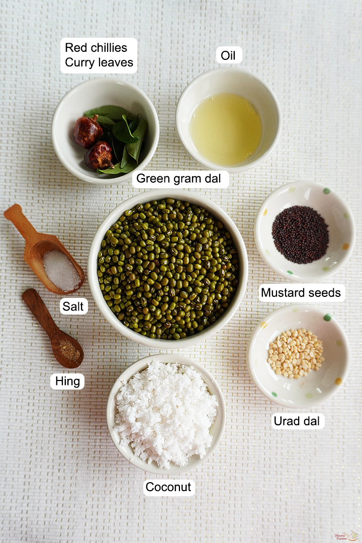 ingredients needed to make pgreen gram sundal