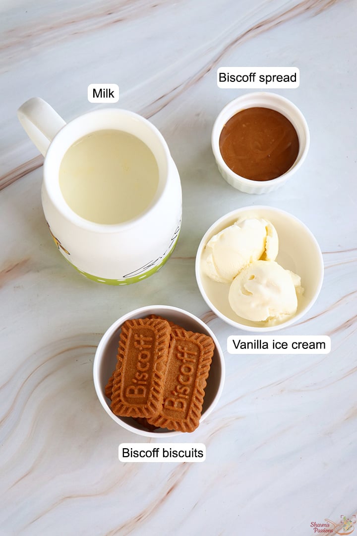 ingredients needed to make biscoff milkshake