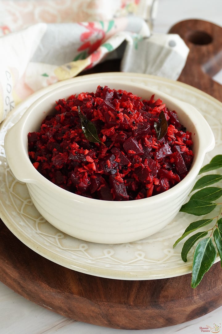 beetroot stir fry served