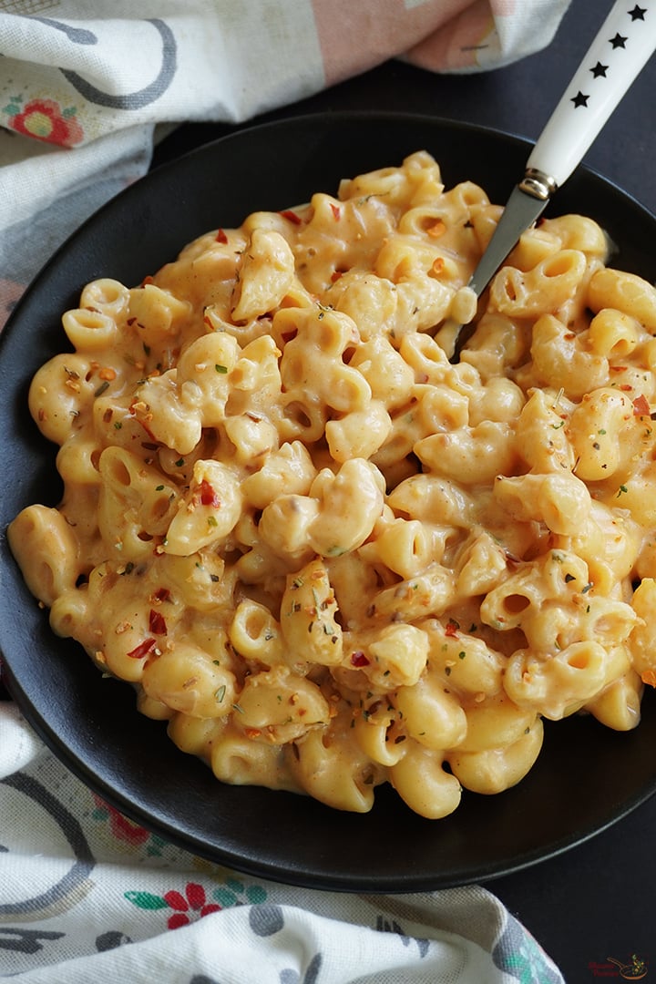 creamy macaroni pasta served