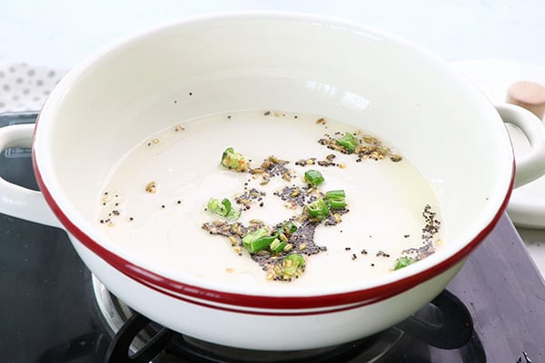 saute fennel seeds, green chilli