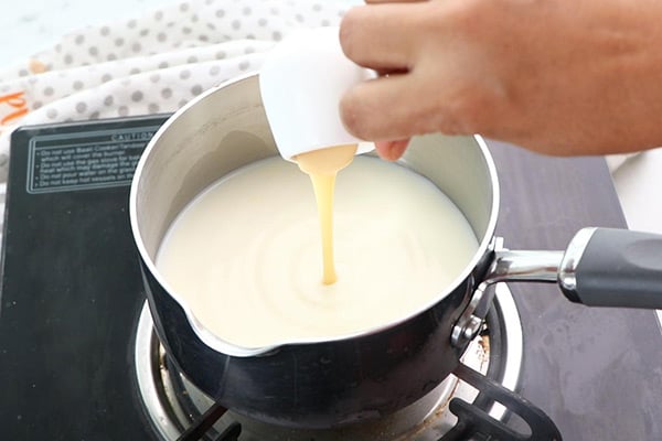 add milk with condensed milk