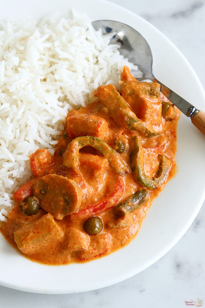 thai red curry served with rice