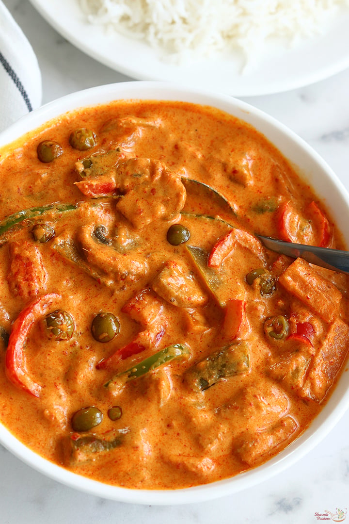 thai red curry served with rice