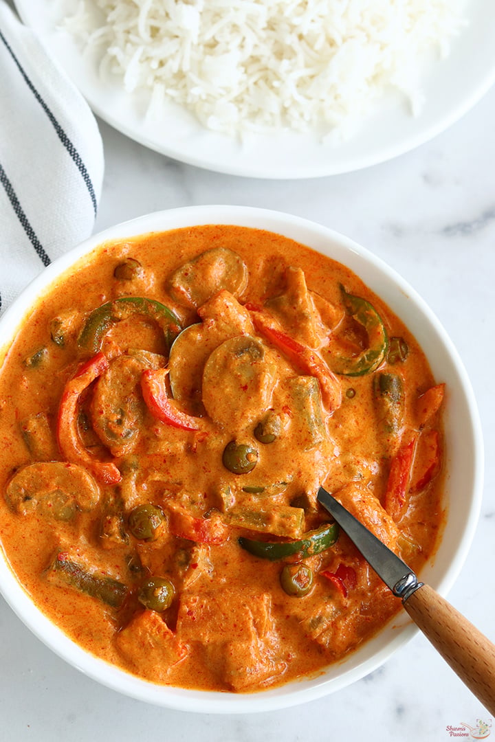 thai red curry served with rice