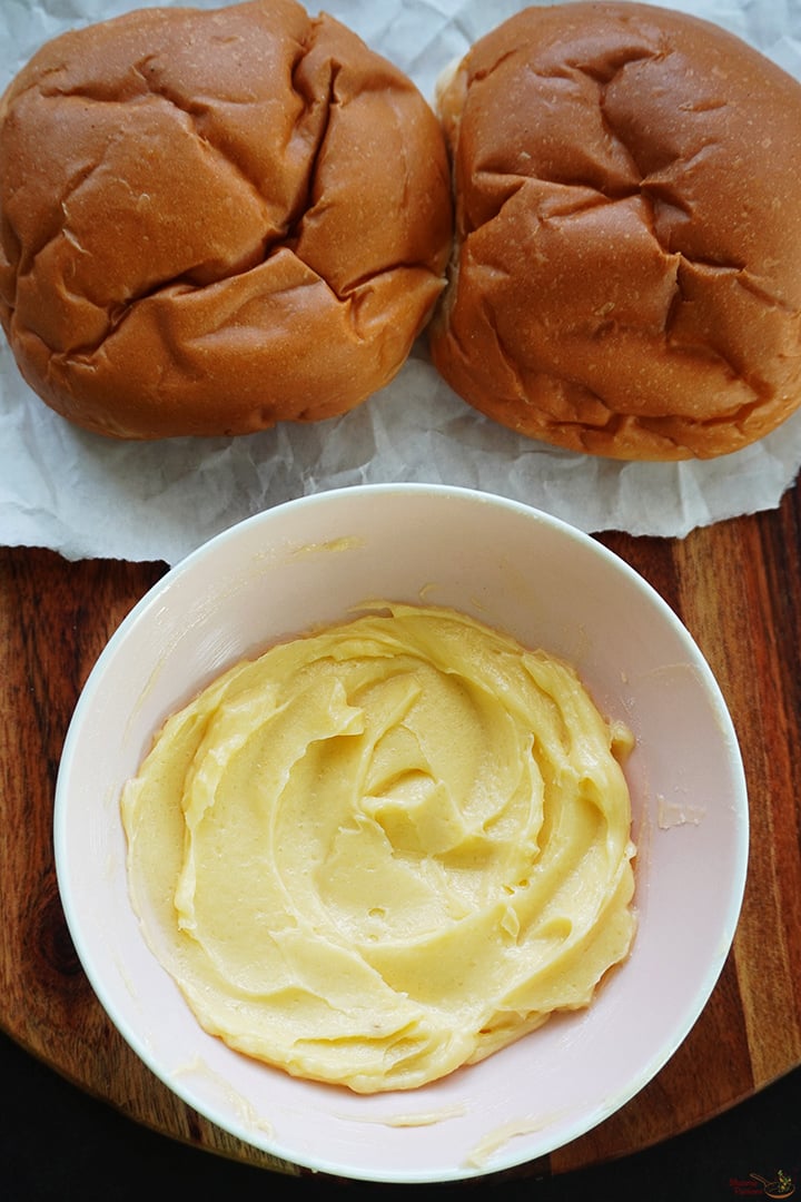 bun and butter ready to assemble