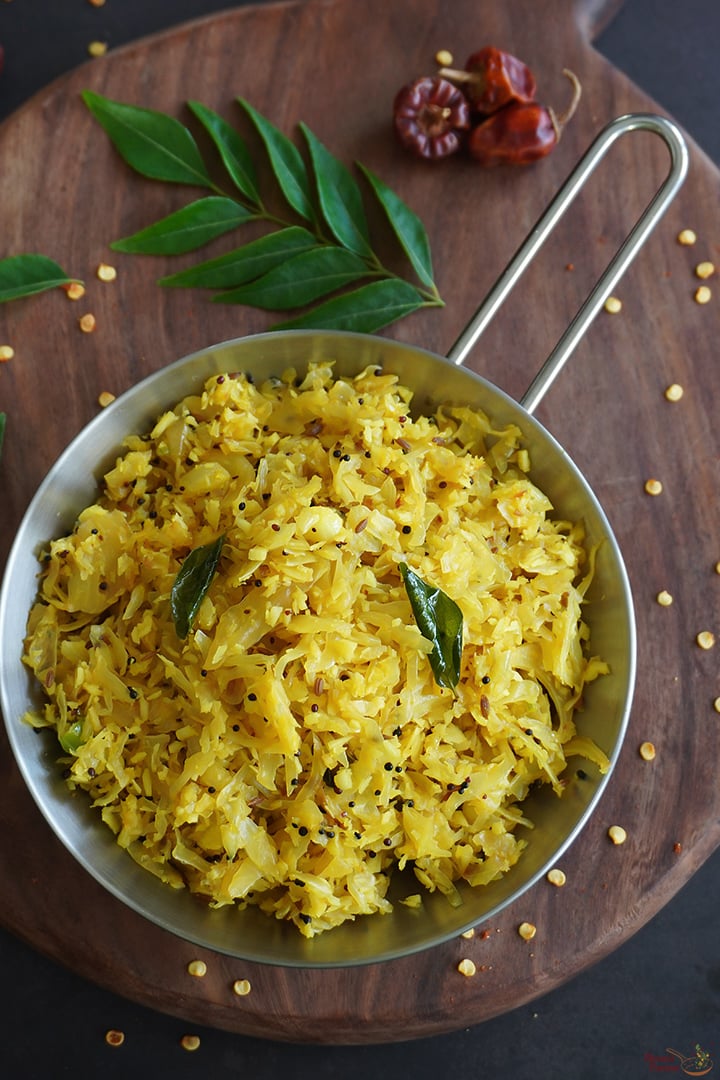 cabbage thoran served