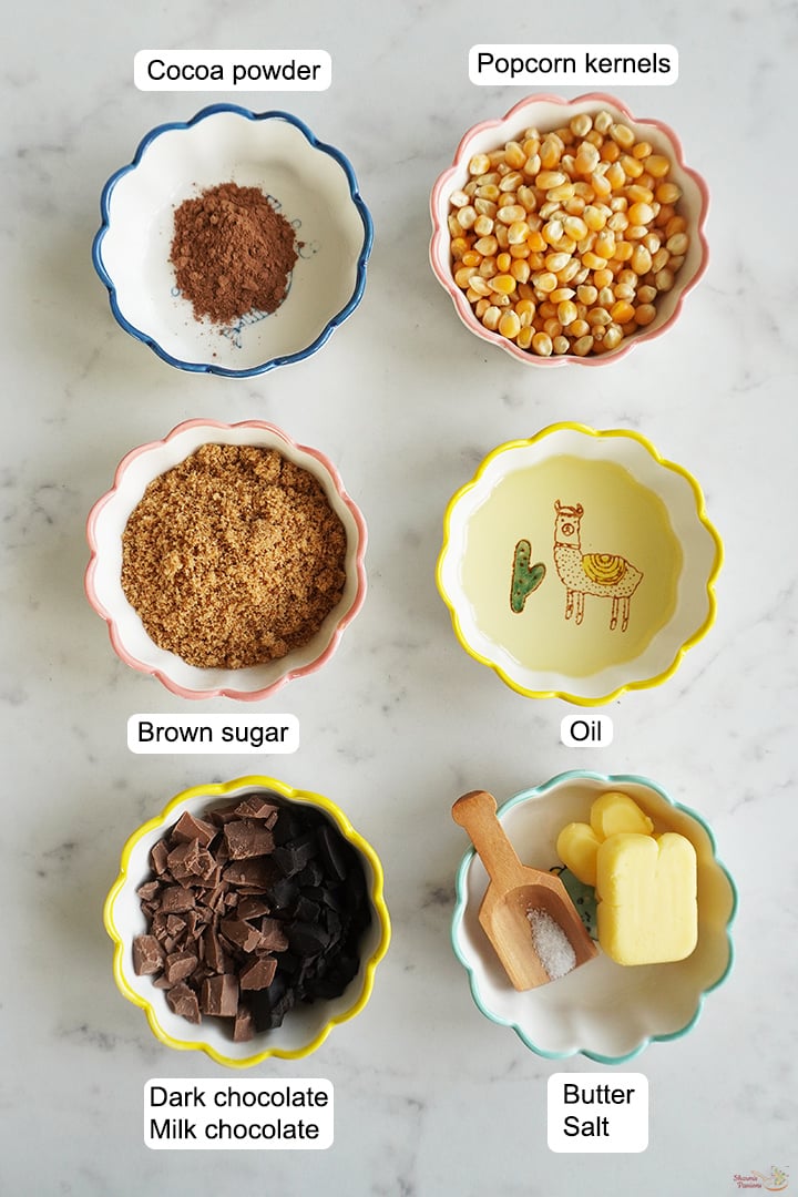 ingredients needed to make chocolate popcorn