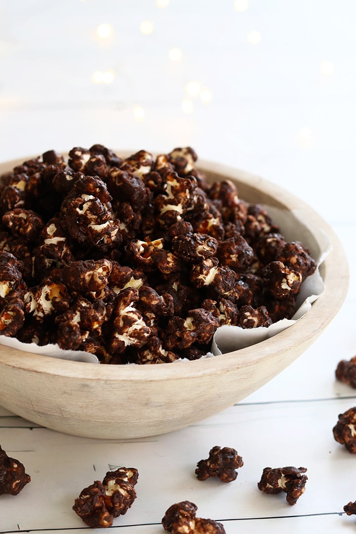 chocolate popcorn served