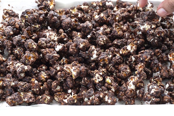 chocolate popcorn ready
