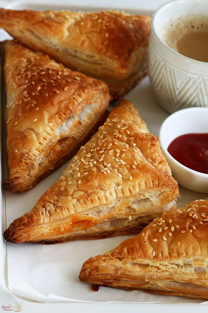mushroom puffs served with tomato ketchup and coffee
