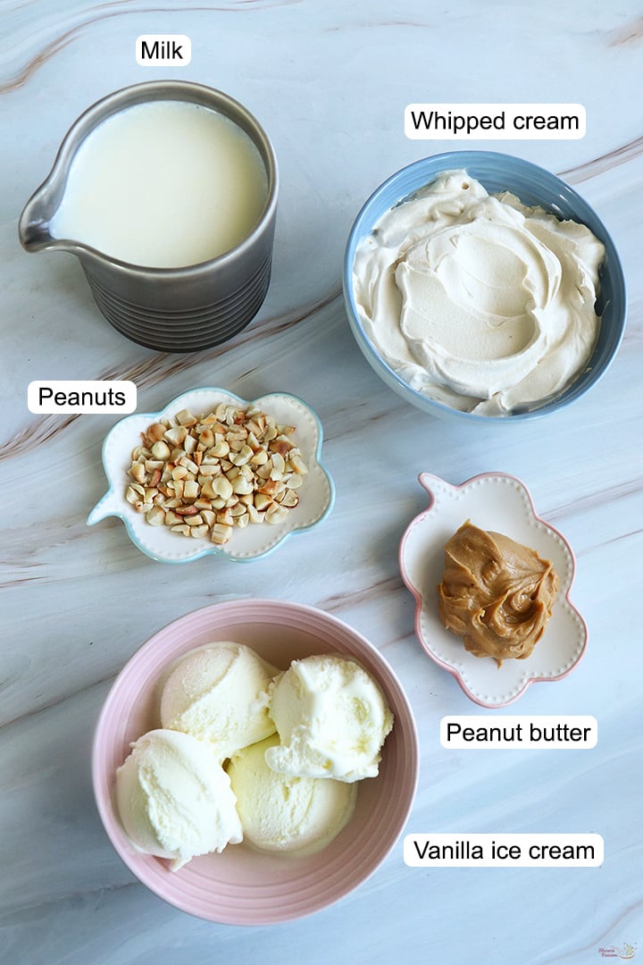 ingredients needed to make peanut butter milkshake